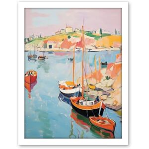 Artery8 Boats in Harbour Fishing Village Coastal Landscape Colourful Abstract Watercolour Painting Artwork Framed Wall Art Print 18X24 Inch Artery8 Boats in Harbour Fishing Village Coastal Landscape Colourful Abstract Watercolour Painting Artwork Framed Wall Art Print 18X24 Inch
