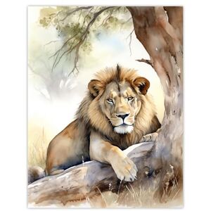 Artery8 - Lion Savannah Watercolour - Wall Art Poster Artery8 - Lion Savannah Watercolour - Wall Art Poster