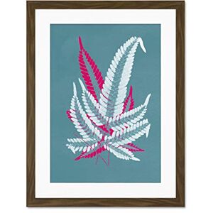 Wee Blue Coo Bright Coloured Fern Teal Pink Large Brown Framed Art Print Wall Poster 18x24 inch Wee Blue Coo Bright Coloured Fern Teal Pink Large Brown Framed Art Print Wall Poster 18x24 inch