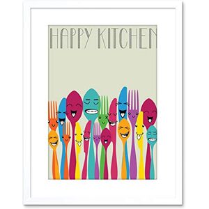 Wee Blue Coo Happy Colourful Cutlery Kitchen Food Photo Framed Wall Art Print Wee Blue Coo Happy Colourful Cutlery Kitchen Food Photo Framed Wall Art Print