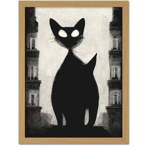 Doppelganger33 LTD Giant Black Cat Le Chat Noir City Monochrome Illustration Artwork Framed Wall Art Print 18X24 Inch Doppelganger33 LTD Giant Black Cat Le Chat Noir City Monochrome Illustration Artwork Framed Wall Art Print 18X24 Inch