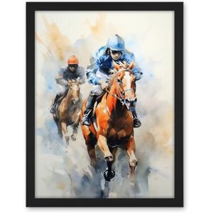 Artery8 Horseracing Jockeys Racing Horses Action Watercolour Kentucky Derby Grand National Cheltenham Gold Cup Painting Blue Orange Race Sport Artwork Framed Wall Art Print 18X24 Inch Artery8 Horseracing Jockeys Racing Horses Action Watercolour Kentucky Derby Grand National Cheltenham Gold Cup Painting Blue Orange Race Sport Artwork Framed Wall Art Print 18X24 Inch