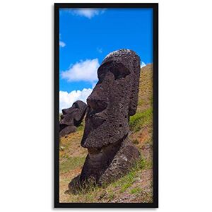 Wee Blue Coo Moai Head Easter Island Monument Long Panel Framed Wall Art Print Wee Blue Coo Moai Head Easter Island Monument Long Panel Framed Wall Art Print