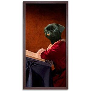 Wee Blue Coo Pug Dog Puppy Reading Library Long Panel Framed Wall Art Print Wee Blue Coo Pug Dog Puppy Reading Library Long Panel Framed Wall Art Print