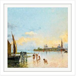 Artery8 Reyna Manescau Venice View Seascape Painting Square Wooden Framed Wall Art Print Picture 16X16 Inch Artery8 Reyna Manescau Venice View Seascape Painting Square Wooden Framed Wall Art Print Picture 16X16 Inch
