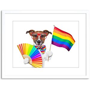 Wee Blue Coo Painting Illustration Jack Russell Dog Gay Pride Flag Art Print Framed Poster Wall Decor 9x7 inch Wee Blue Coo Painting Illustration Jack Russell Dog Gay Pride Flag Art Print Framed Poster Wall Decor 9x7 inch