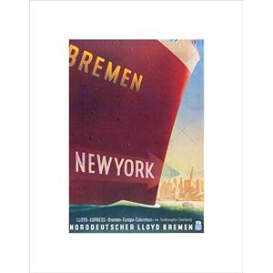 Wee Blue Coo TRAVEL BREMEN NEW YORK SHIP LINER GERMANY VINTAGE ADVERT FRAMED PRINT B12X1510 Wee Blue Coo TRAVEL BREMEN NEW YORK SHIP LINER GERMANY VINTAGE ADVERT FRAMED PRINT B12X1510