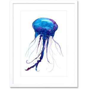 Wee Blue Coo Jellyfish Watercolour Painting Art Print Framed Poster Wall Decor 12x16 inch Wee Blue Coo Jellyfish Watercolour Painting Art Print Framed Poster Wall Decor 12x16 inch