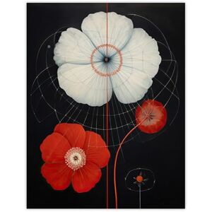 Wee Blue Coo Poppy On Black Striking Wildflowers Red White Petals Floral Painting Extra Large XL Wall Art Poster Print Wee Blue Coo Poppy On Black Striking Wildflowers Red White Petals Floral Painting Extra Large XL Wall Art Poster Print