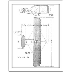 Artery8 Wright Brothers Glider Technical 1909 Drawing Artwork Framed Wall Art Print 18X24 Inch Artery8 Wright Brothers Glider Technical 1909 Drawing Artwork Framed Wall Art Print 18X24 Inch