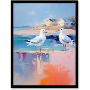 Artery8 Seagull Birds Oil Painting Pastel Colour Pink Blue Orange Coastal Landscape Bathroom Artwork Framed Wall Art Print 18X24 Inch Artery8 Seagull Birds Oil Painting Pastel Colour Pink Blue Orange Coastal Landscape Bathroom Artwork Framed Wall Art Print 18X24 Inch