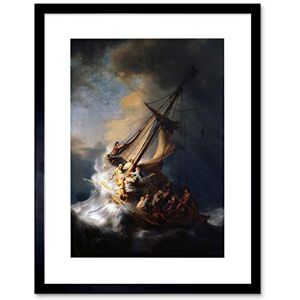 Wee Blue Coo REMBRANDT CHRIST IN STORM ON LAKE OF GALILEE BLACK FRAMED ART PRINT B12X1841 Wee Blue Coo REMBRANDT CHRIST IN STORM ON LAKE OF GALILEE BLACK FRAMED ART PRINT B12X1841