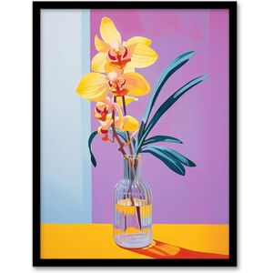 Wee Blue Coo Optimistic Orchids Oil Painting Orange Teal Purple Blooms in Glass Vase Detailed Floral Artwork Framed Wall Art Print A4 Wee Blue Coo Optimistic Orchids Oil Painting Orange Teal Purple Blooms in Glass Vase Detailed Floral Artwork Framed Wall Art Print A4