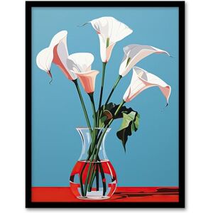 Wee Blue Coo Lustrous Lilies Calla Flowers Blue Red Artwork Framed Wall Art Print 18X24 Inch Wee Blue Coo Lustrous Lilies Calla Flowers Blue Red Artwork Framed Wall Art Print 18X24 Inch