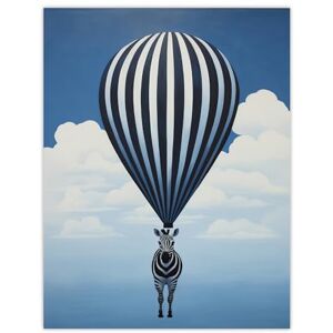 Wee Blue Coo Surreal And Stripes Zebra Balloon Adventures Over the Clouds Blue Black White Oil Painting Extra Large XL Wall Art Poster Print Wee Blue Coo Surreal And Stripes Zebra Balloon Adventures Over the Clouds Blue Black White Oil Painting Extra Large XL Wall Art Poster Print