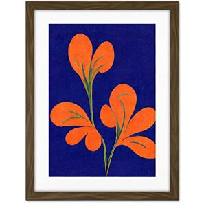 Doppelganger33 LTD Henri Matisse Inspired Bright Abstract Orange Flower Blooms On Royal Blue Artwork Framed Wall Art Print 18X24 Inch Doppelganger33 LTD Henri Matisse Inspired Bright Abstract Orange Flower Blooms On Royal Blue Artwork Framed Wall Art Print 18X24 Inch