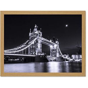 Fine Art Prints Tower Bridge At Night Large Light Oak Framed Art Print Wall Poster 18x24 inch Fine Art Prints Tower Bridge At Night Large Light Oak Framed Art Print Wall Poster 18x24 inch