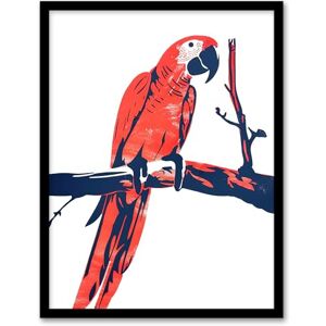 Artery8 Red Parrot Bird on Tree Branch Vintage Living Room Artwork Framed Wall Art Print A4 Artery8 Red Parrot Bird on Tree Branch Vintage Living Room Artwork Framed Wall Art Print A4