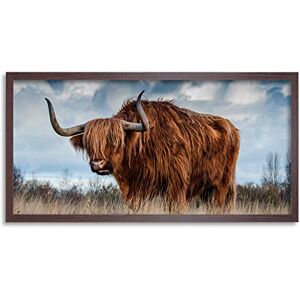 Wee Blue Coo Highland Cow Coo Horns Scotland Long Panel Framed Wall Art Print Wee Blue Coo Highland Cow Coo Horns Scotland Long Panel Framed Wall Art Print