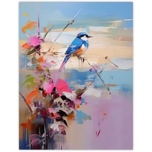 Artery8 Kingfisher Bird and Flowers Oil Painting Abstract Sandy Beach Extra Large XL Wall Art Poster Print Artery8 Kingfisher Bird and Flowers Oil Painting Abstract Sandy Beach Extra Large XL Wall Art Poster Print