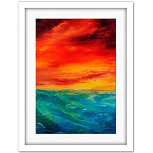 Wee Blue Coo Sky Seascape Sunset Waves Red Blue Artwork Framed Wall Art Print 18X24 Inch Wee Blue Coo Sky Seascape Sunset Waves Red Blue Artwork Framed Wall Art Print 18X24 Inch