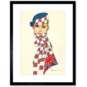 Wee Blue Coo Britain British Flag Art Deco Glamour Postcard Union Jack Framed Wall Art Print Wee Blue Coo Britain British Flag Art Deco Glamour Postcard Union Jack Framed Wall Art Print