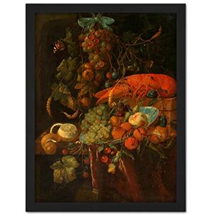 Artery8 De Heem Still Life Fruit And A Lobster Painting Artwork Framed Wall Art Print 18X24 Inch Artery8 De Heem Still Life Fruit And A Lobster Painting Artwork Framed Wall Art Print 18X24 Inch