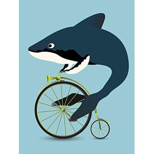 Wee Blue Coo Art Kids Nursery Shark Penny Farthing Funny Fish Bedroom Canvas Print Wee Blue Coo Art Kids Nursery Shark Penny Farthing Funny Fish Bedroom Canvas Print
