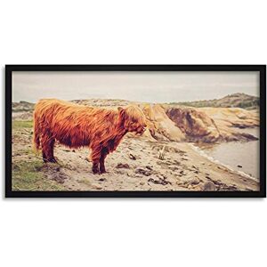 Wee Blue Coo Highland Coo Cow Scotland Long Panel Framed Wall Art Print Wee Blue Coo Highland Coo Cow Scotland Long Panel Framed Wall Art Print