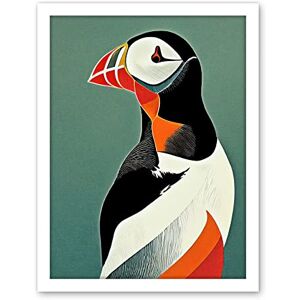 Wee Blue Coo Bright Bold Colourful Atlantic Puffin Bird Portrait Artwork Framed Wall Art Print 18X24 Inch Wee Blue Coo Bright Bold Colourful Atlantic Puffin Bird Portrait Artwork Framed Wall Art Print 18X24 Inch
