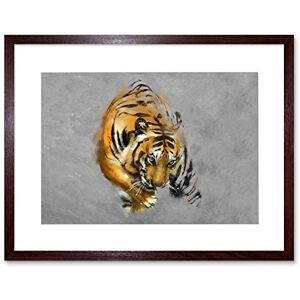 Wee Blue Coo Paint Drawing Animal Big Cat Tiger Stripes Predator Mist Framed Wall Art Print Wee Blue Coo Paint Drawing Animal Big Cat Tiger Stripes Predator Mist Framed Wall Art Print
