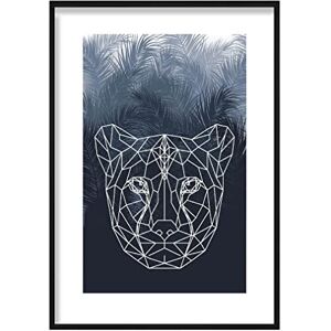 Navy Artze Wall Art Geometric Cheetah Face with Palms Print - Wall Art Navy Artze Wall Art Geometric Cheetah Face with Palms Print - Wall Art