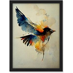 Doppelganger33 LTD Watercolour Paint Illustration Of Colourful Flying Bird Artwork Framed A3 Wall Art Print Doppelganger33 LTD Watercolour Paint Illustration Of Colourful Flying Bird Artwork Framed A3 Wall Art Print