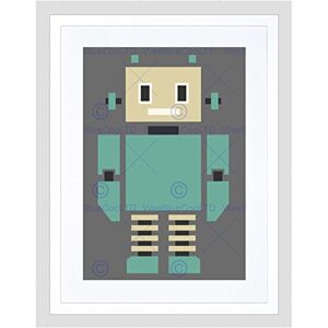 Wee Blue Coo Childrens Kids Bedroom Playroom Retro Robot Green Cool Framed Wall Art Print Wee Blue Coo Childrens Kids Bedroom Playroom Retro Robot Green Cool Framed Wall Art Print