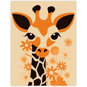 Artery8 Cute Baby Giraffe With Flowers Orange Graphic Artwork Zoo Animal Floral Kids Bedroom Painting Extra Large XL Wall Art Poster Print Artery8 Cute Baby Giraffe With Flowers Orange Graphic Artwork Zoo Animal Floral Kids Bedroom Painting Extra Large XL Wall Art Poster Print