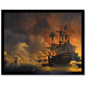 Artery8 Baur Fire Ships Algiers Attack Anglo Dutch Painting Art Print Framed Poster Wall Decor 12x16 inch Artery8 Baur Fire Ships Algiers Attack Anglo Dutch Painting Art Print Framed Poster Wall Decor 12x16 inch
