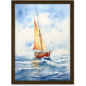 Artery8 Orange Sailing Boat Watercolour Painting Bathroom Artwork Sail at Sea Seascape Artwork Framed A3 Wall Art Print Artery8 Orange Sailing Boat Watercolour Painting Bathroom Artwork Sail at Sea Seascape Artwork Framed A3 Wall Art Print