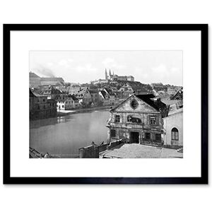Wee Blue Coo Regnitz And Michaelsberg Bamberg Bavaria Germany 1895 Old BW Art Framed Wall Art Print Wee Blue Coo Regnitz And Michaelsberg Bamberg Bavaria Germany 1895 Old BW Art Framed Wall Art Print