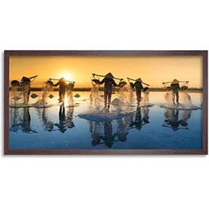 Wee Blue Coo Salt Harvesting Sunset Symmetry Long Panel Framed Wall Art Print Wee Blue Coo Salt Harvesting Sunset Symmetry Long Panel Framed Wall Art Print