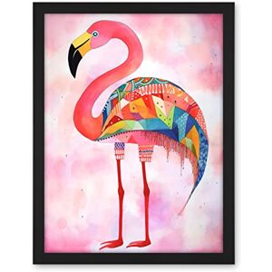 Artery8 Flamingo Bird With Multicolour Patterns Folk Art Watercolour Painting Artwork Framed Wall Art Print 18X24 Inch Artery8 Flamingo Bird With Multicolour Patterns Folk Art Watercolour Painting Artwork Framed Wall Art Print 18X24 Inch