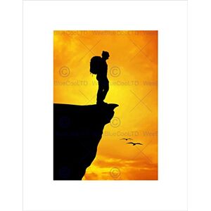 Wee Blue Coo PHOTO MOCK UP SILHOUETTE SUNSET HIKER CLIFF BLACK FRAMED ART PRINT B12X13325 Wee Blue Coo PHOTO MOCK UP SILHOUETTE SUNSET HIKER CLIFF BLACK FRAMED ART PRINT B12X13325