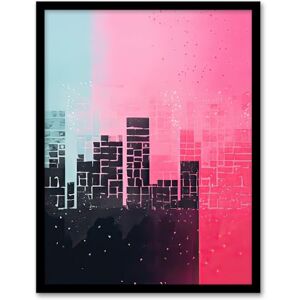 Artery8 Abstract Geometric Cityscape Painting Aqua Blue Pink Pastel Colour Artwork Artwork Framed Wall Art Print A4 Artery8 Abstract Geometric Cityscape Painting Aqua Blue Pink Pastel Colour Artwork Artwork Framed Wall Art Print A4