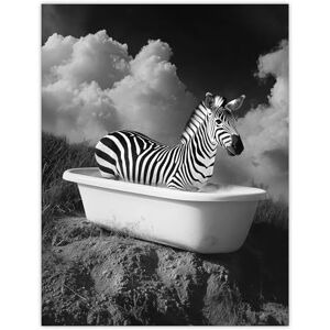 Artery8 Zebra Bath Time in Bathtub Black White Surreal Bathroom Toilet Extra Large XL Wall Art Poster Print Artery8 Zebra Bath Time in Bathtub Black White Surreal Bathroom Toilet Extra Large XL Wall Art Poster Print