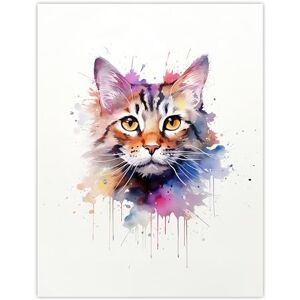 Artery8 Tabby Cat Lovers Gift Watercolour Pet Portrait Painting Artwork Extra Large XL Wall Art Poster Print Artery8 Tabby Cat Lovers Gift Watercolour Pet Portrait Painting Artwork Extra Large XL Wall Art Poster Print