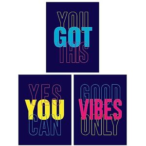 Wee Blue Coo Pack of 3 Good Vibes You Got This Yes You Can Colourful Neon Typography Motivational Unframed Wall Art Living Room Prints Set Wee Blue Coo Pack of 3 Good Vibes You Got This Yes You Can Colourful Neon Typography Motivational Unframed Wall Art Living Room Prints Set