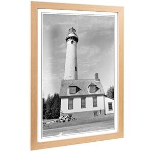 Big Box Art Framed Print of Architecture Lighthouse Presque Isle Light Station, Haer, MI Design Wall Art Picture Home Decor for Living Room, Bedroom, Office, Oak, A2 / 24.5x18 Inch / 62x45cm Big Box Art Framed Print of Architecture Lighthouse Presque Isle Light Station, Haer, MI Design Wall Art Picture Home Decor for Living Room, Bedroom, Office, Oak, A2 / 24.5x18 Inch / 62x45cm