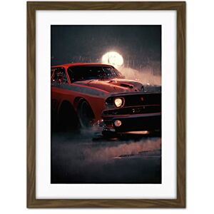 Doppelganger33 LTD Classic Red Sports Muscle Car On A Rainy Atmospheric Night Artwork Framed Wall Art Print 18X24 Inch Doppelganger33 LTD Classic Red Sports Muscle Car On A Rainy Atmospheric Night Artwork Framed Wall Art Print 18X24 Inch