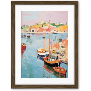 Artery8 Boats in Harbour Fishing Village Coastal Landscape Colourful Abstract Watercolour Painting Artwork Framed Wall Art Print 18X24 Inch Artery8 Boats in Harbour Fishing Village Coastal Landscape Colourful Abstract Watercolour Painting Artwork Framed Wall Art Print 18X24 Inch