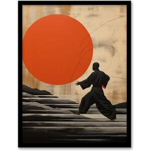 Wee Blue Coo Qigong Sunset Shaolin Monk Practicing Movement Meditation Exercises Amber Orange Grey Oil Painting Artwork Framed Wall Art Print 18X24 Inch Wee Blue Coo Qigong Sunset Shaolin Monk Practicing Movement Meditation Exercises Amber Orange Grey Oil Painting Artwork Framed Wall Art Print 18X24 Inch
