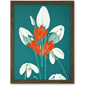 Wee Blue Coo Abstract Snowdrops Red Flowers on Teal Retro Mid Century Style Artwork Framed Wall Art Print 18X24 Inch Wee Blue Coo Abstract Snowdrops Red Flowers on Teal Retro Mid Century Style Artwork Framed Wall Art Print 18X24 Inch